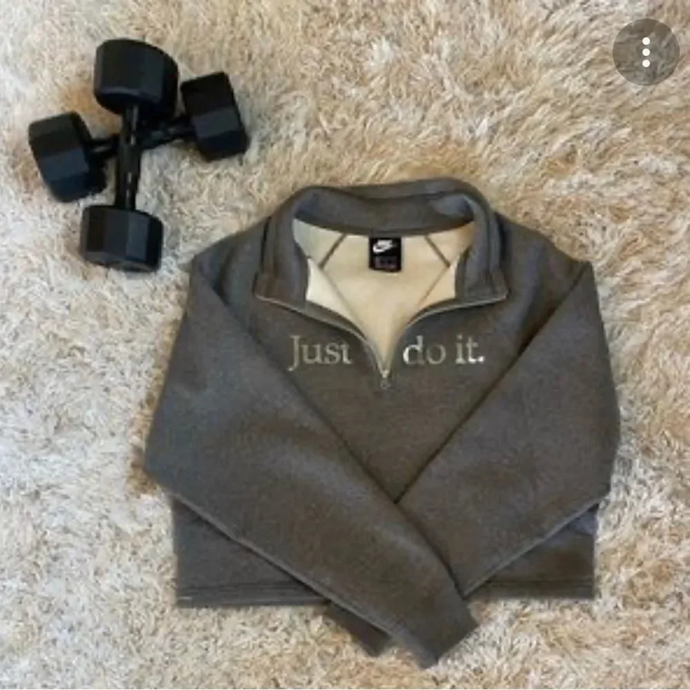 Nike just do it shine funnel neck cropped grey & metallic silver check
